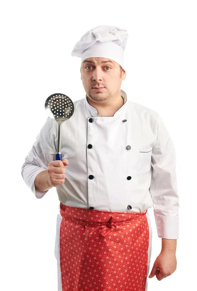 Chef with sieve — Stock Photo, Image