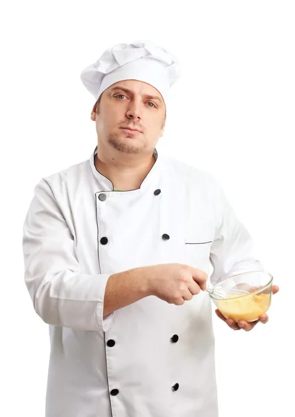 Šéfkuchař šlehání vajec — Stock fotografie