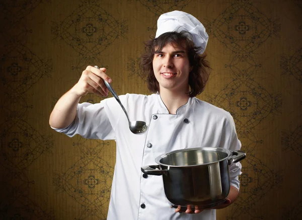 Cucinare con pentola — Foto Stock