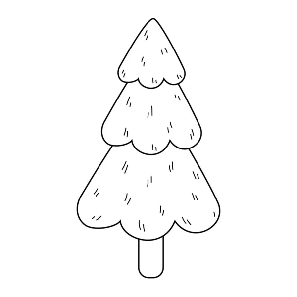 Svart Och Vit Teckning Julgran Klotter Ett Stiliserat Träd Vektor — Stock vektor