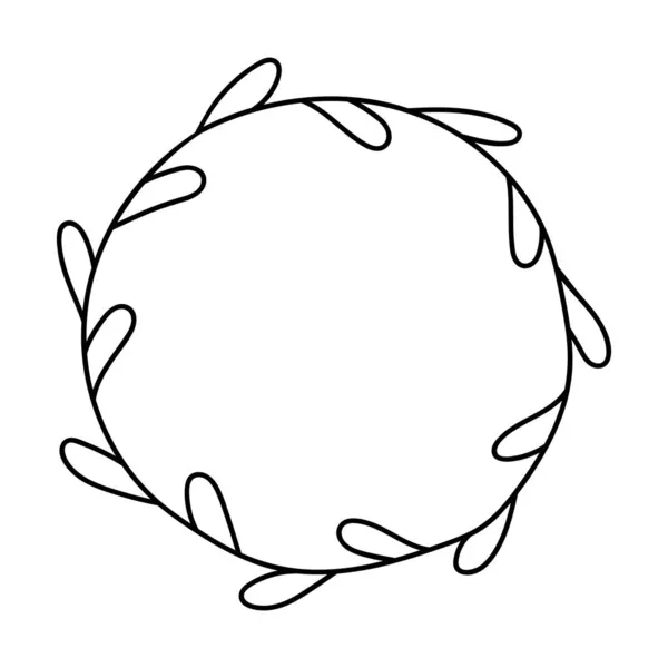 环状花环 圆形框架 等高线图案 叶面装饰 自然图案 — 图库矢量图片