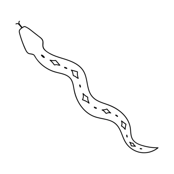 Serpente Stile Doodle Immagine Singola Lineare Serpente Contorcente Icona Contorno — Vettoriale Stock
