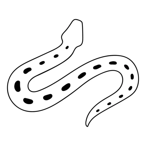 Schlange Doodle Stil Einzelnes Lineares Bild Einer Zappelnden Schlange Kontursymbol — Stockvektor