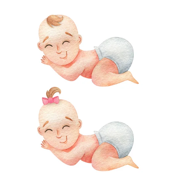 Sleeping Baby Diaper Cute Newborn Boy Girl Clipart Illustration Small — Stock Fotó