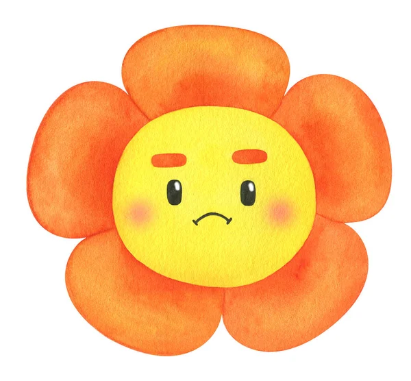 Una Flor Naranja Brillante Con Una Cara Triste Ilustración Creativa — Foto de Stock