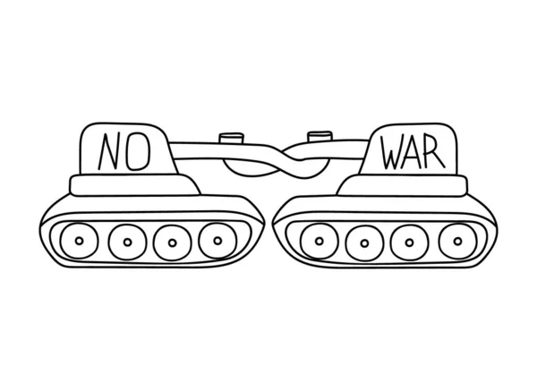 Tanques Rotos Con Lema Sin Guerra Equipo Militar Destruido Gente — Archivo Imágenes Vectoriales