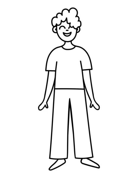 Desenho Homem Estilo Doodle Ilustração Linear Contornada Menino Sorridente Homem — Vetor de Stock