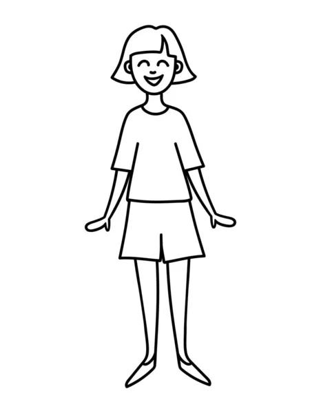 Dibujo Hombre Estilo Garabato Ilustración Lineal Del Contorno Una Chica — Archivo Imágenes Vectoriales