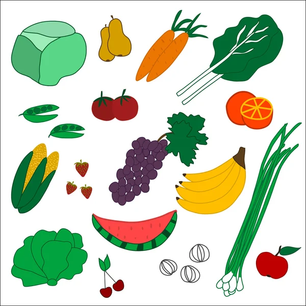 Frutas y hortalizas — Vector de stock