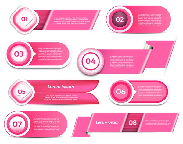 Set of pink vector progress, version, step icons. eps 10 — Stock Vector
