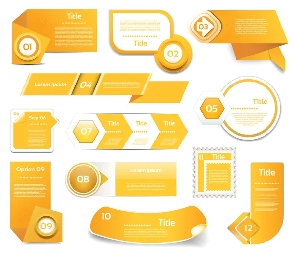 Conjunto de naranja vector de progreso, versión, paso iconos. eps 10 — Archivo Imágenes Vectoriales