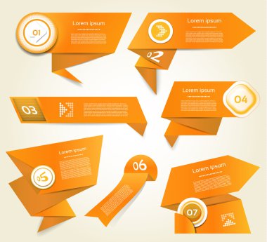 turuncu vektör ilerleme, sürüm, adım simgeler kümesi. EPS 10