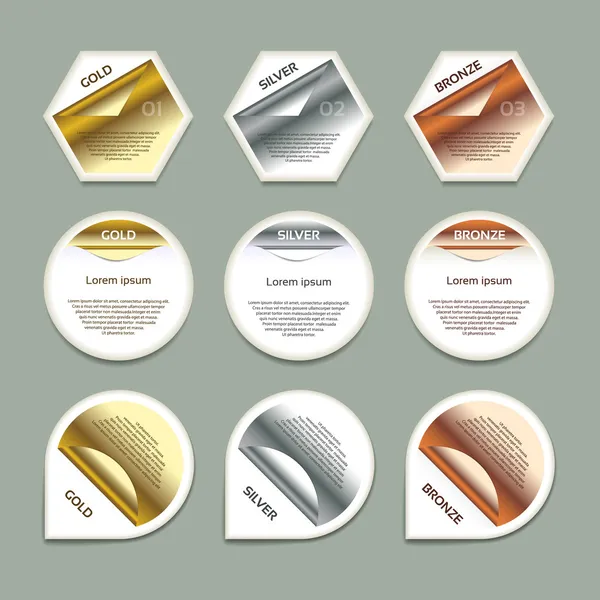 Altın, gümüş, bronz vektör ilerleme arka plan. ürün seçimi veya sürüm. EPS 10