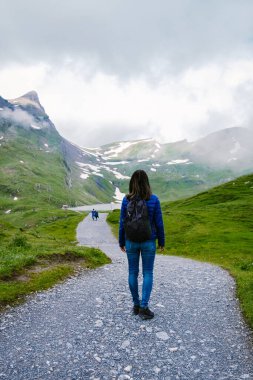 Grindelwald, İsviçre Grindelwald. Arka planda Mattenberg 'in parçaları, Bachalpsee Gölü' nün yukarısında Bernese sıradağları var. En yüksek tepeler Eiger, Jungfrau ve Faulhorn ünlü yerlerdedir. İsviçre Alpleri