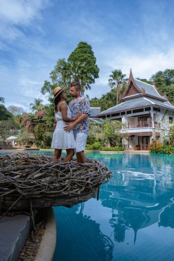 Phuket Tayland, lüks Thavorn oteli gökyüzü manzaralı.