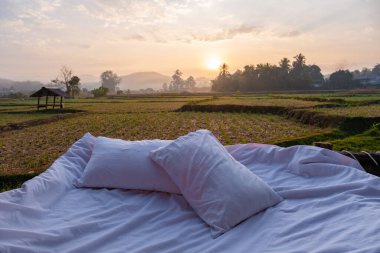 Nan Tayland, Nan Tayland 'daki pirinç tarlalarına bakan açık hava yastığı.