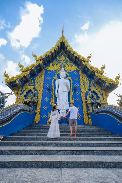 Blue Temple Chiang Rai Thailand, Rong Sua Ten temple ,,Chiang Rai Blue Temple or Wat Rong Seua Ten is located in Rong Suea Ten in the district of Rimkok a few kilometers outside Chiang Rai — Stock Photo, Image