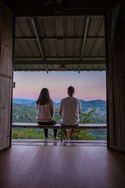 Mae Hong Son Tayland, Ban Jabo Erişte Evi, Ban Jabo, Mae Hong Oğlu, Tayland. Dağ manzarası, sabah sisi Pha Mok Baan Jabo, Mae Hong Son Tayland, Baan Jabo 