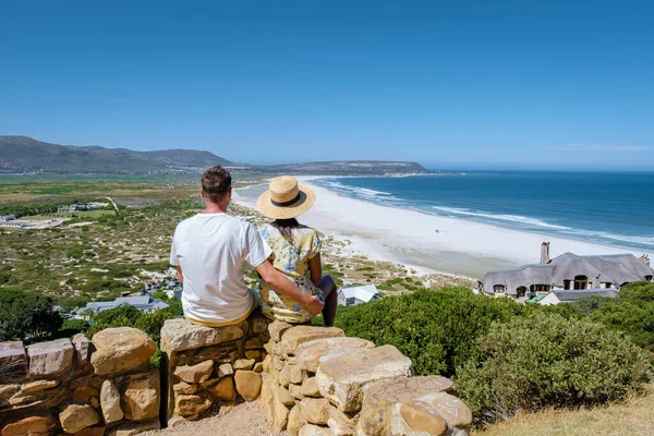 Krásný bílý písek Noordhoek pláž podél Chapmans peak drive Kapské Město Jižní Africe — Stock fotografie