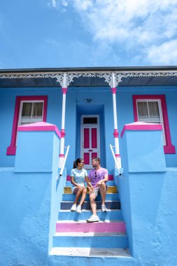 Cape Town 'daki Bo Kaap Kasabası, Cape Town' daki renkli ev Güney Afrika