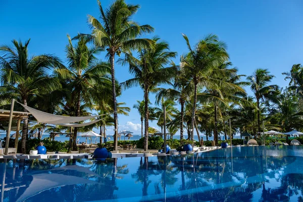 Piscina tropical na Ilha Maurícia vista para a piscina tropical — Fotografia de Stock