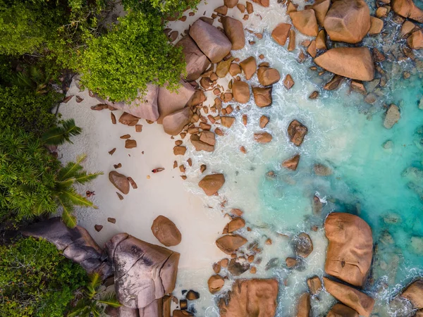 Praslin Seychelles Tropical Island Withe Beaches Palm Trees Anse Lazio — Fotografia de Stock