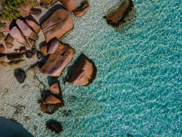 Praslin Tropical Island Seychelles Drone View Piere Island Seychelles Chauve — Stockfoto