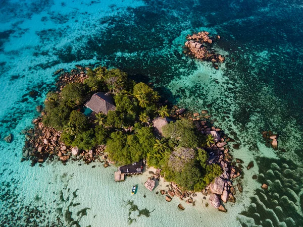 Praslin Tropical Island Seychelles Drone View Piere Island Seychelles Chauve — Stockfoto