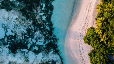 Anse Source dArgent beach, La Digue Island, Seyshelles, Drone aerial view of La Digue Seychelles bird eye view clipart