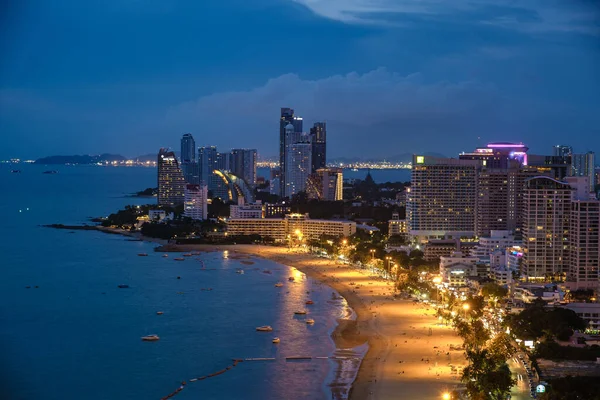 Aerial view of Pattaya city alphabet on the mountain, Pattaya, panoramic view over the skyline of Pattaya city Thailand — Stock Photo, Image