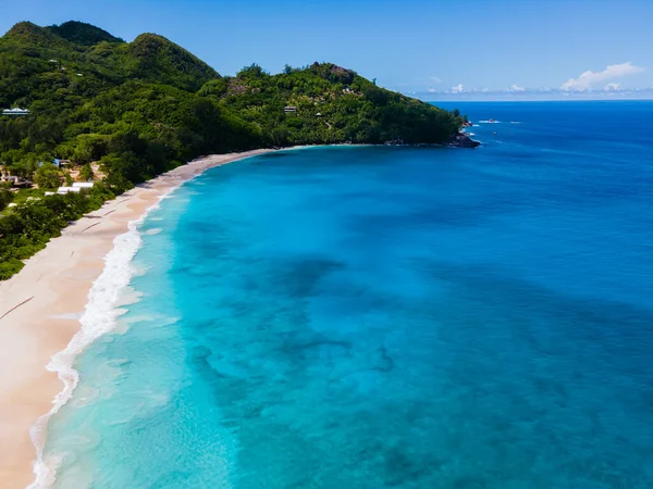 Anse Intendance beach Mahe Seychelles, playa tropical con palmeras Seychelles Mahe — Foto de Stock