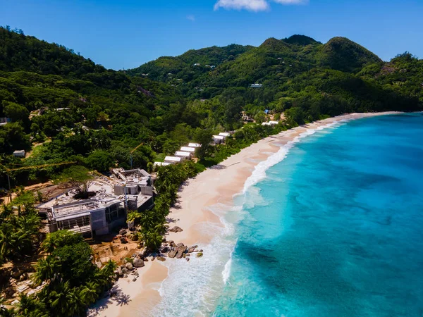 Anse Intendance beach Mahe Seychelles, tropical beach with palm trees Seychelles Mahe — Stockfoto