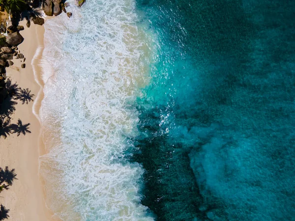 Anse Intendance plaża Mahe Seszele, tropikalna plaża z palmami Seszele Mahe — Zdjęcie stockowe