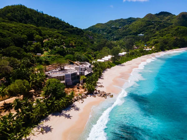Anse Intendance beach Mahe Seychelles, tropical beach with palm trees Seychelles Mahe — Stockfoto