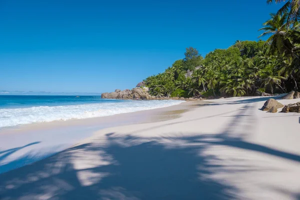 Anse Intendance beach Mahe Seychelles, tropical beach with palm trees Seychelles Mahe — Fotografia de Stock