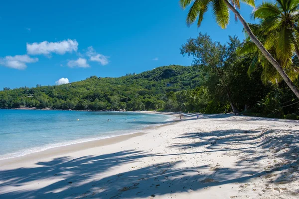 Anse Intendance beach Mahe Seychelles, playa tropical con palmeras Seychelles Mahe —  Fotos de Stock