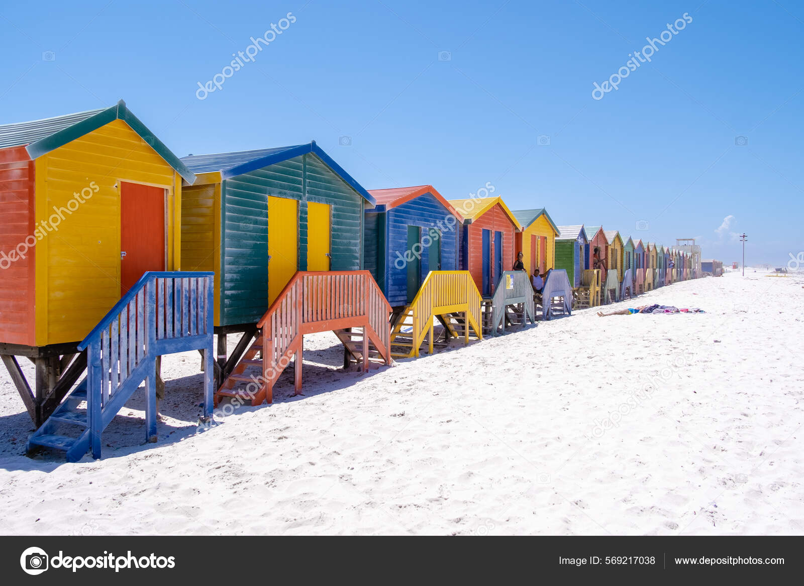 Colorful beach house at Muizenberg beach Cape Town,beach huts