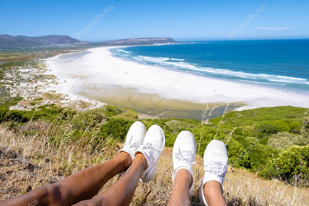 Beautiful white sand Noordhoek beach along Chapmans peak drive Cape Town South Africa
