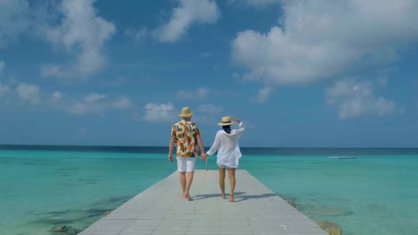 Playa Porto Marie playa Curazao, playa tropical blanca con turqouse agua océano, playa de Curazao — Vídeo de stock