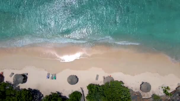 Praia Praia Porto Marie Curaçao, praia tropical branca com mar de água turquouse — Vídeo de Stock