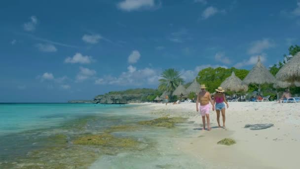 Cas Abou Beach Curaçao na ilha caribenha de Curaçao, Playa Cas Abou em Curaçao Caribe — Vídeo de Stock