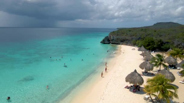 Cas Abou Beach Curacao on the caribbean island of Curacao, Playa Cas Abou in Curacao Caribbean — Stock Video