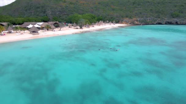 Cas Abou Beach Curacao на карибском острове Кюрасао, Playa Cas Abou в Карибском море — стоковое видео