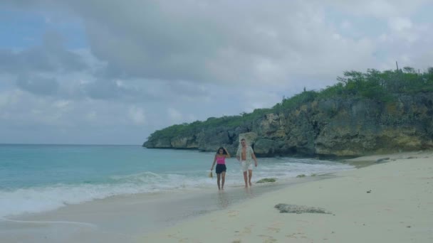 Cas Abou Beach Curaçao na ilha caribenha de Curaçao, Playa Cas Abou em Curaçao Caribe — Vídeo de Stock