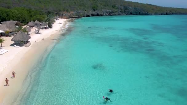 Cas Abou Beach Curacao pe insula Curacao, Playa Cas Abou în Curacao Caraibe — Videoclip de stoc