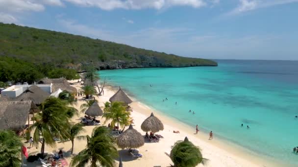 Cas Abou Beach Curazao en la isla caribeña de Curazao, Playa Cas Abou en Curazao Caribe — Vídeos de Stock