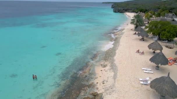 Cas Abou Beach Curazao en la isla caribeña de Curazao, Playa Cas Abou en Curazao Caribe — Vídeo de stock