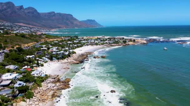 View from The Rock viewpoint in Cape Town over Campsbay, view over Camps Bay with fog over the ocean in Cape Town South Africa — Stock videók