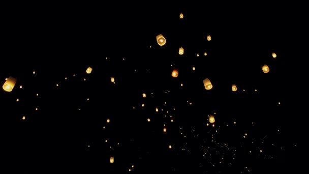 Loi Krathong ya da Yee Peng festivali için gökyüzünde Chiang Mai Tayland beyaz feneri — Stok video