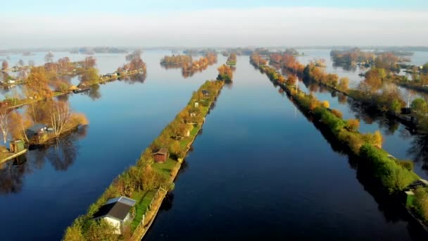 Aerial View Small Islands Lake Vinkeveense Plassen Vinkeveen Holland Beautiful — Vídeo de stock